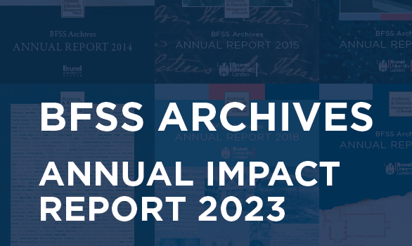 Part of the front cover of the BFSS Archives Annual Report 2023